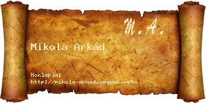 Mikola Arkád névjegykártya